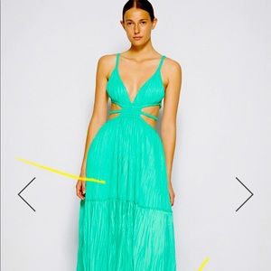 The Liz Pleated Gown in Kiwi Fluid and ethereal maxi s